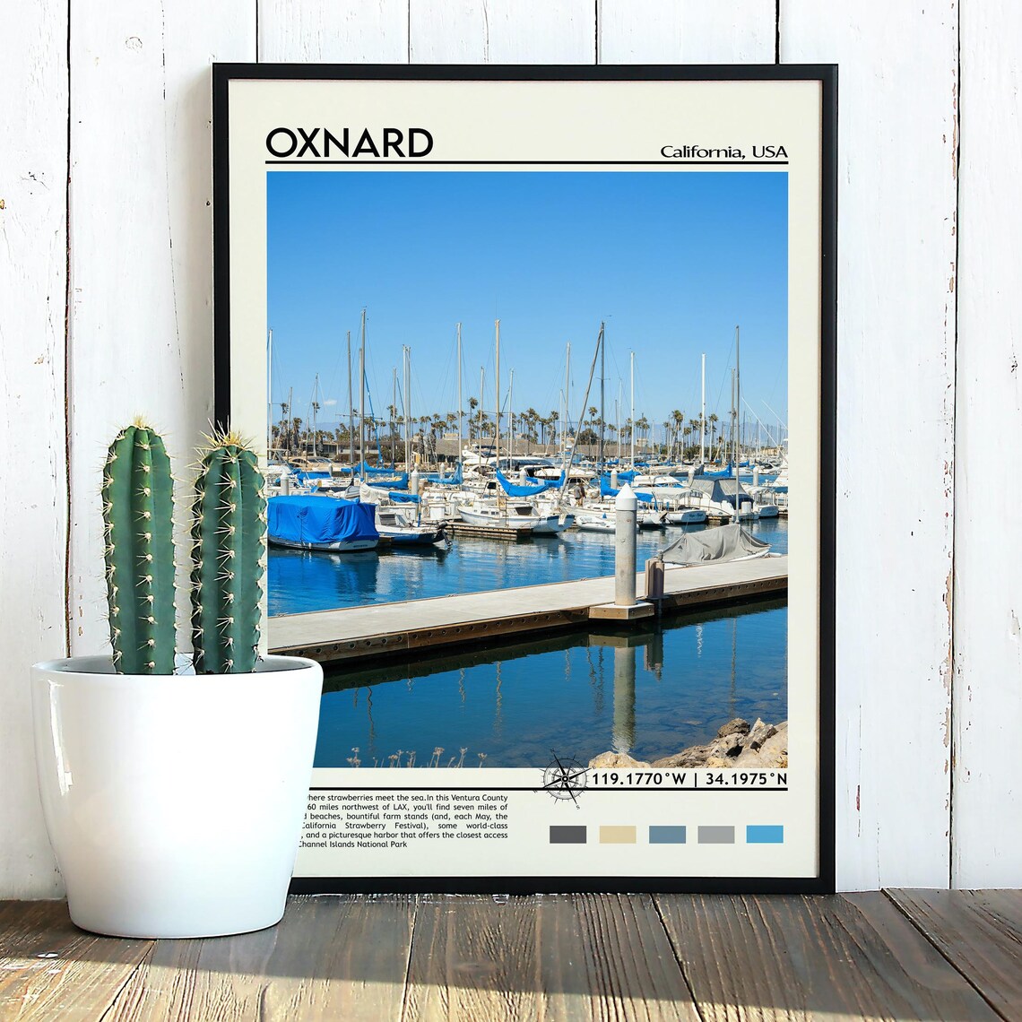 Oxnard California Marina Harbor Sailboats Scenic Travel Poster - Image 5