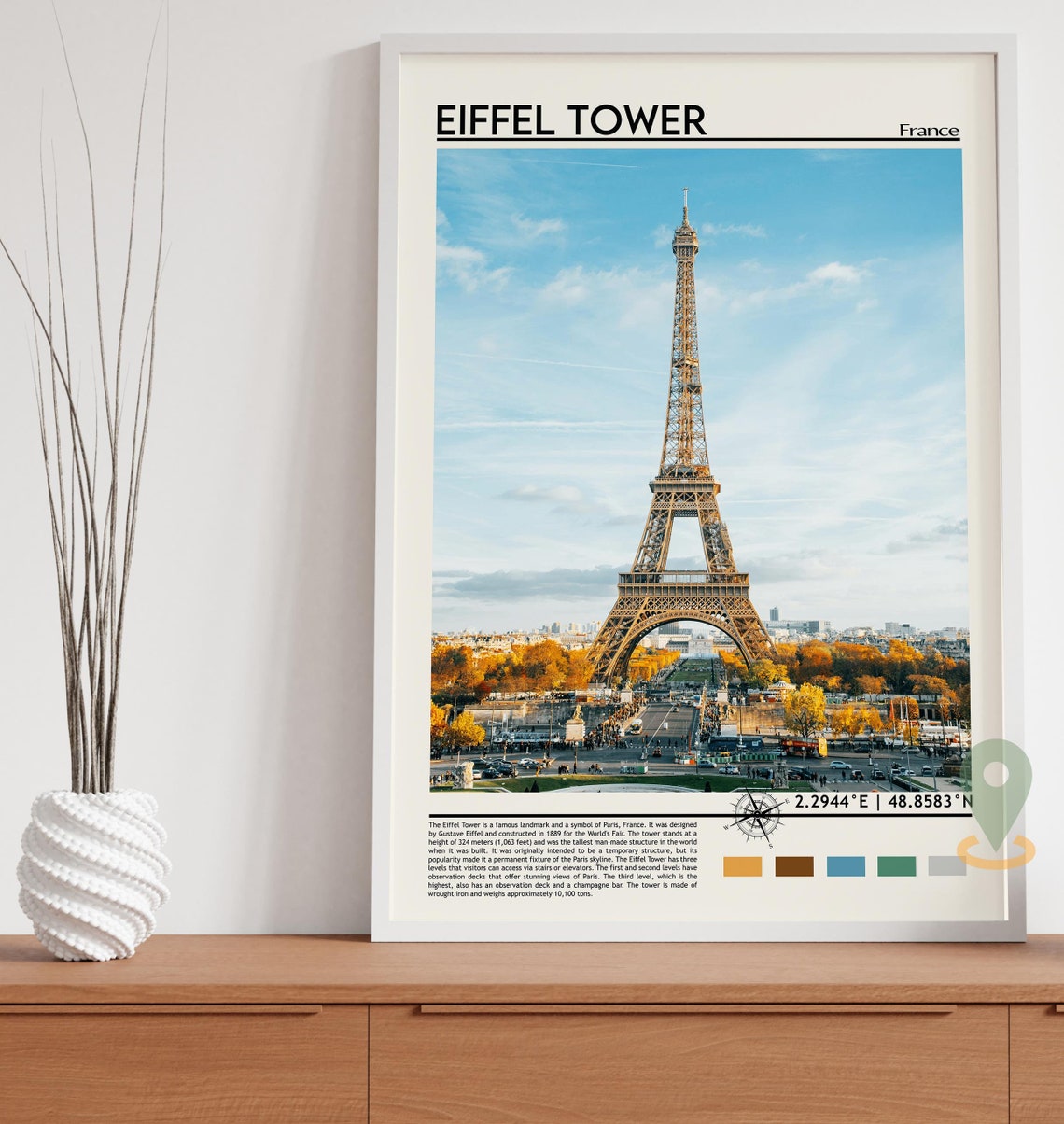 Eiffel Tower Paris France Autumn Landmark Photography Poster - Image 3