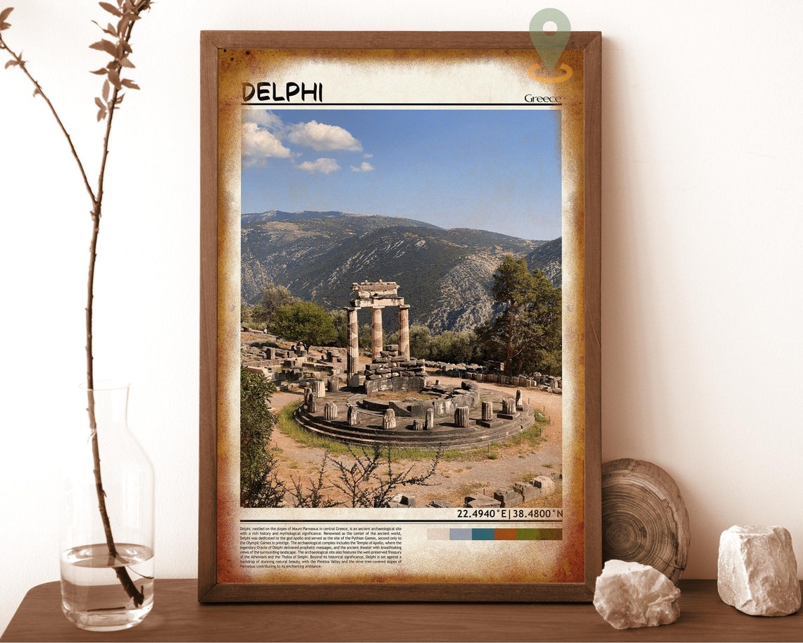 Delphi Greece Ancient Tholos Ruins Mountain Valley Photo Poster - Image 6