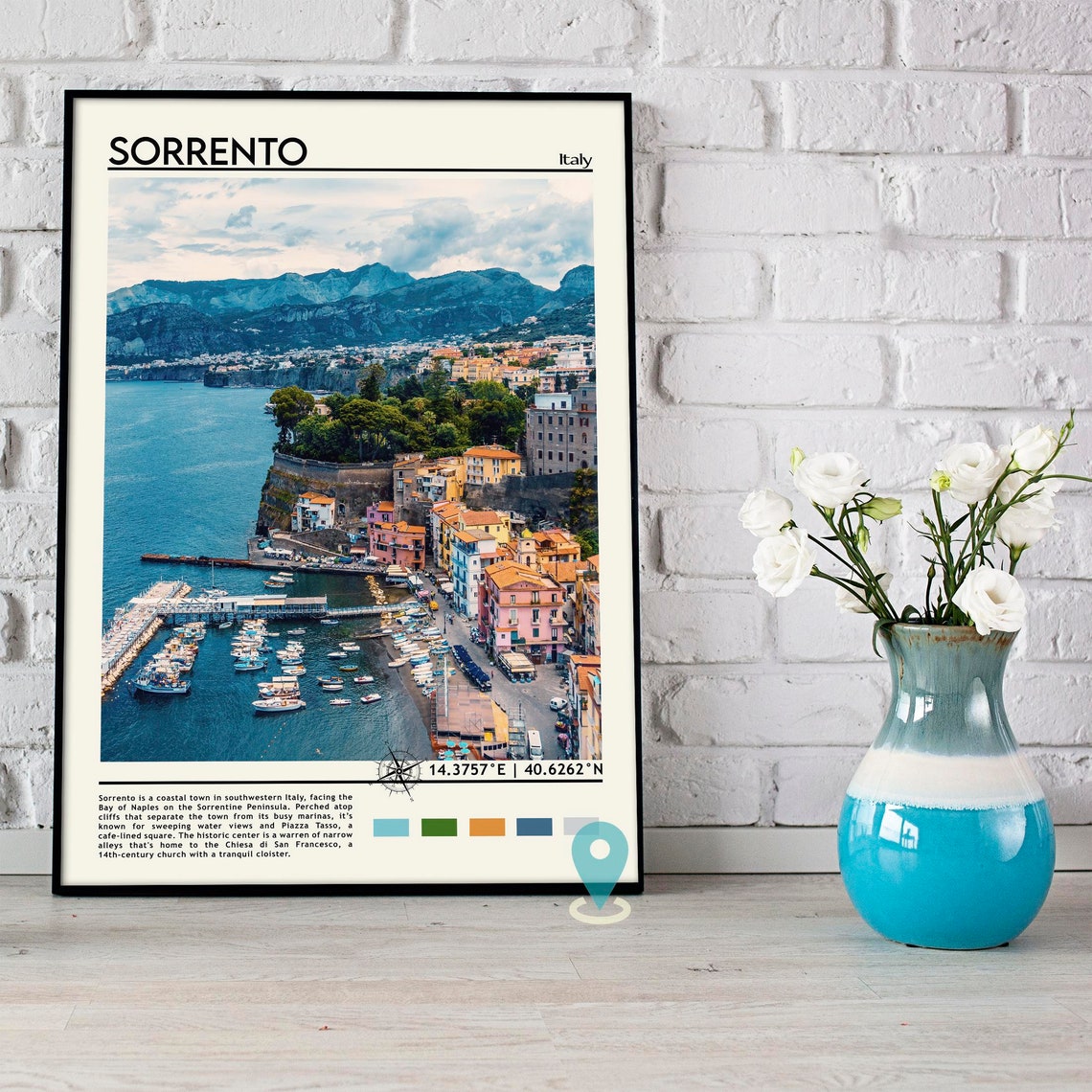 Sorrento Italy Cliffside Marina Colorful Harbor Bay View Poster - Image 5