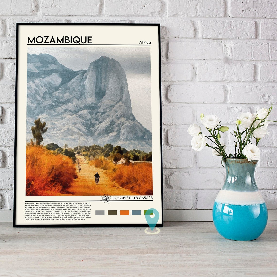 Mozambique Painted Granite Mountain Landscape Africa Travel Poster - Image 5