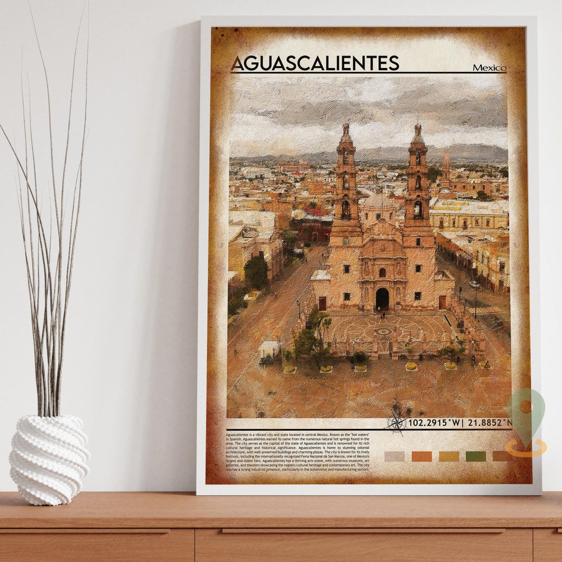 Aguascalientes Mexico Historic Colonial Cathedral Travel Poster - Image 4