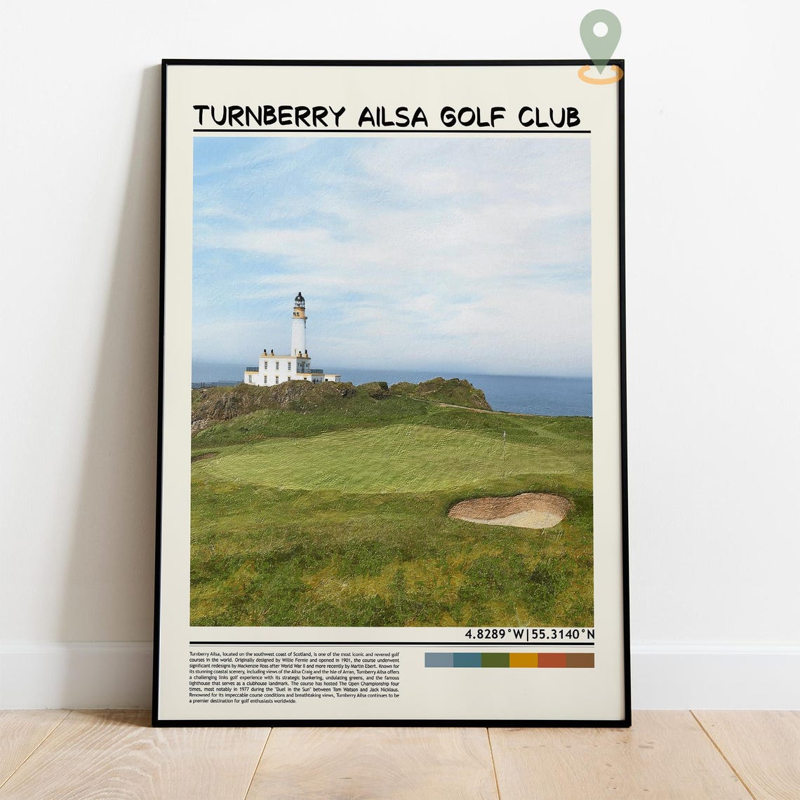 Turnberry Ailsa Golf Club Scotland Lighthouse Links Coordinate Poster - Image 4