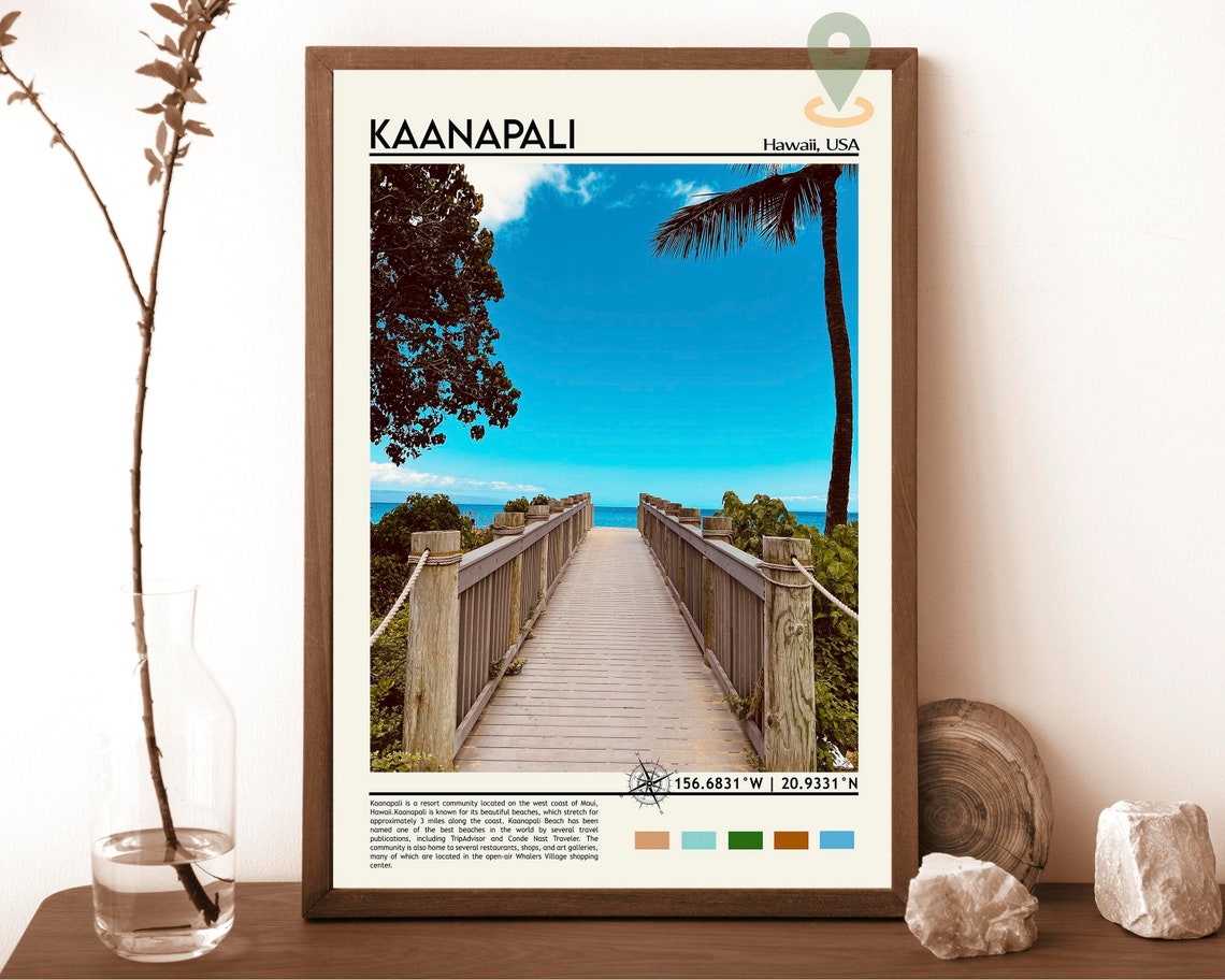 Kaanapali Maui Hawaii Beach Boardwalk Tropical Escape Poster