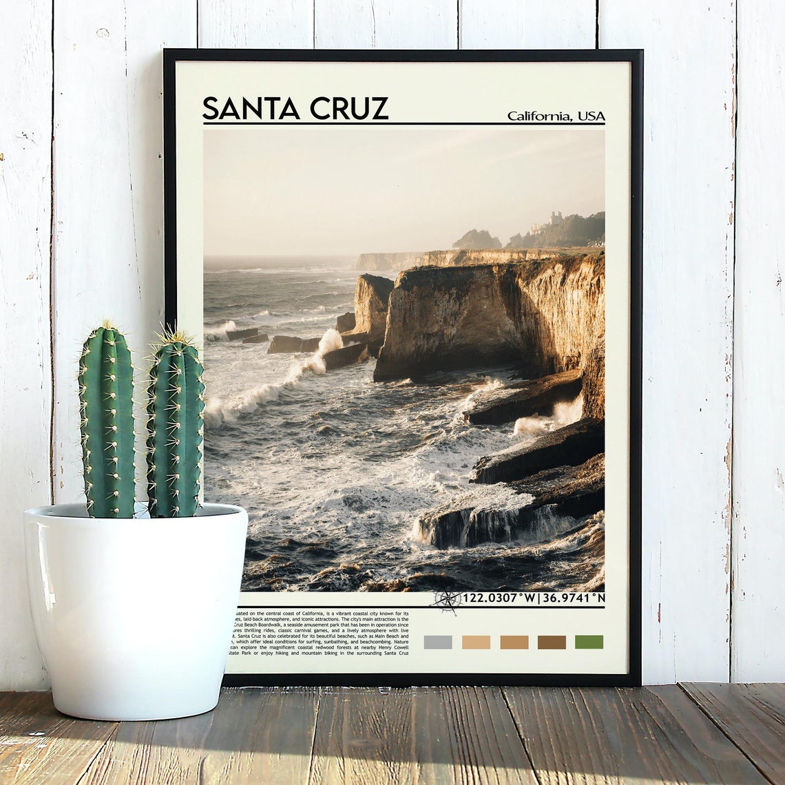 Santa Cruz Print Santa Cruz Poster Santa Cruz Wall Art Santa Cruz Travel Santa Cruz Art Print Santa Cruz Artwork Santa Cruz California - Image 5