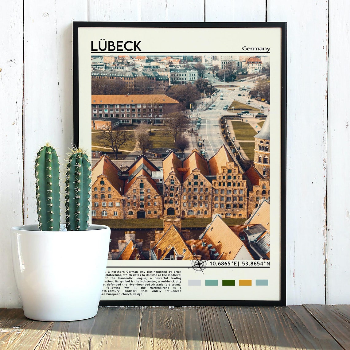 Lubeck Germany Hanseatic Old Town Brick Gothic Aerial Poster - Image 4