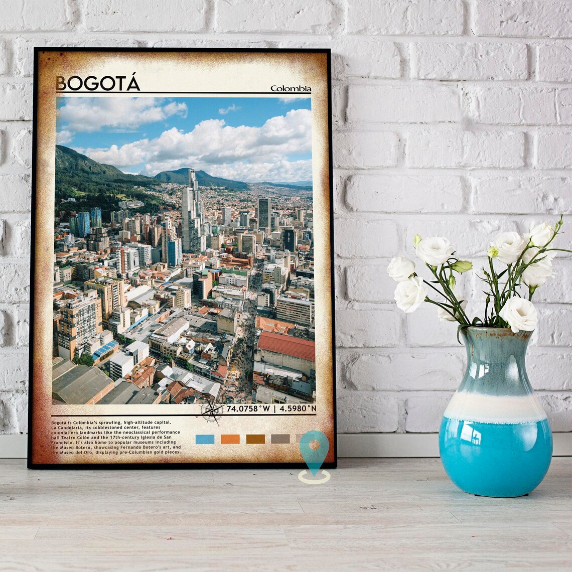 Bogota Colombia Andes Mountain City Aerial Travel Photo Poster - Image 3