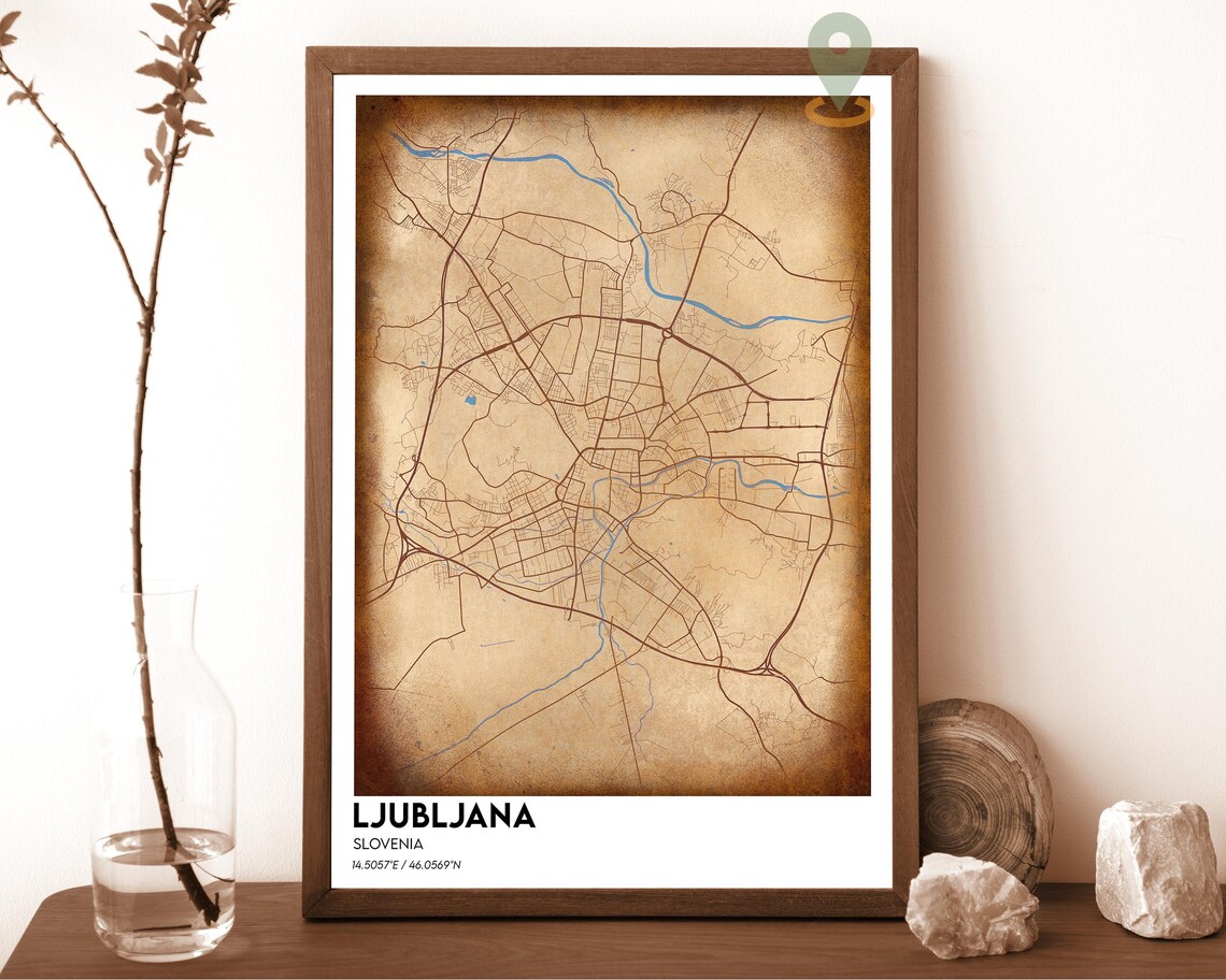 Ljubljana Slovenia Emerald Green Street Map City Art Travel Poster - Image 6