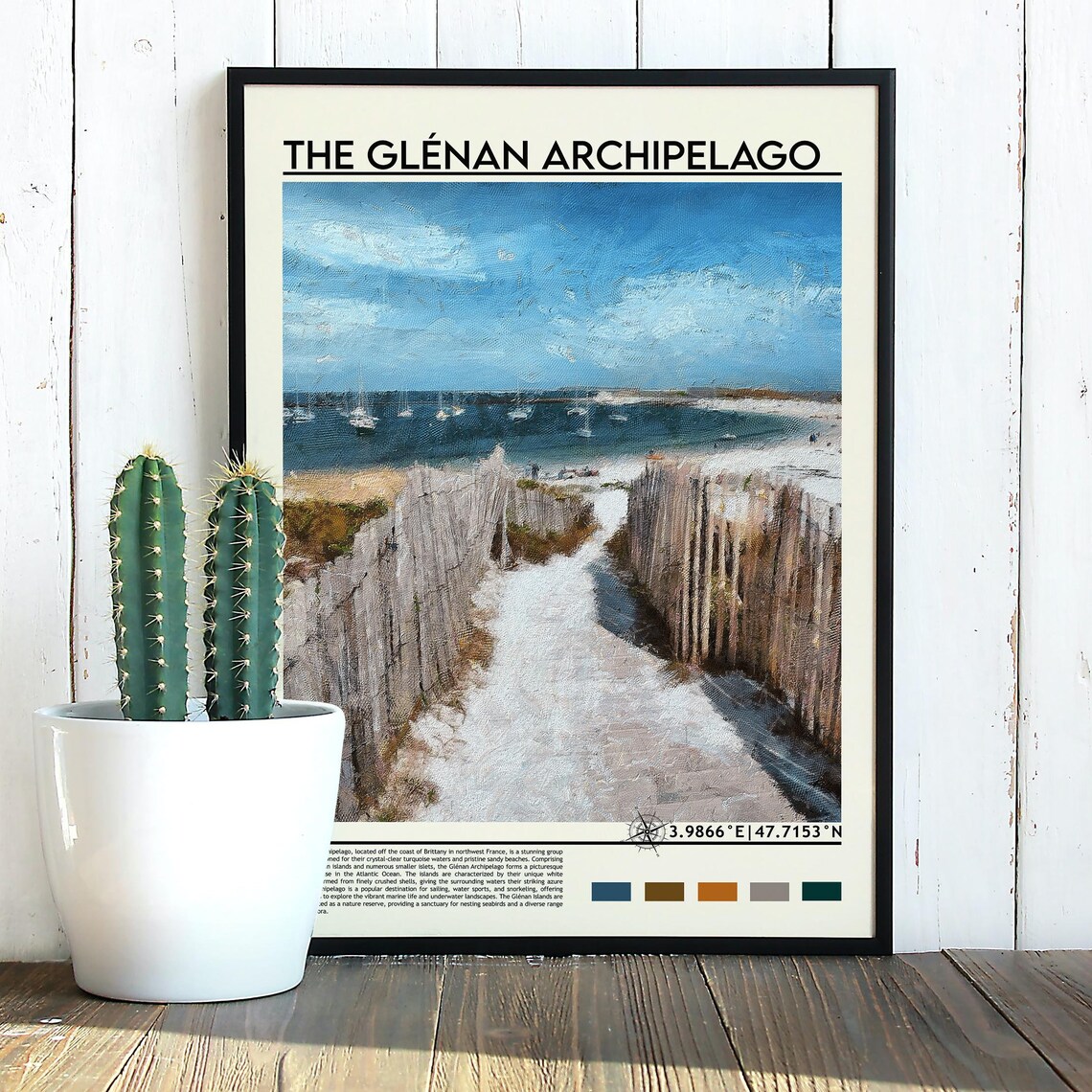 The Glenan Archipelago France Sandy Beach Sailboats Travel Poster - Image 3