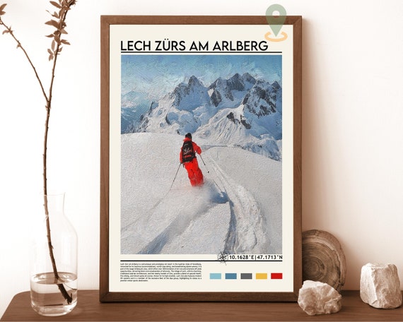 Lech Zurs Am Arlberg Austria Travel Print Skiing Wall Decor Alpine Home Living Decor Austria Illustration Travel Poster Gift For Ski