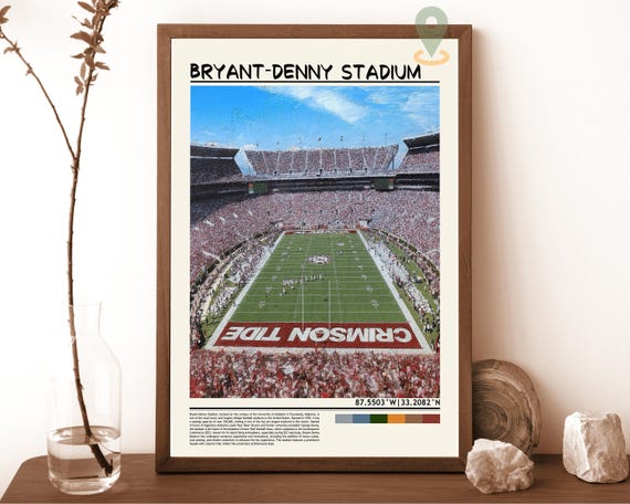 Alabama Football Poster Bryant Denny Stadium Print Print Bryant Denny Stadium Print Wall Art Bryant Denny Stadium Print Poster