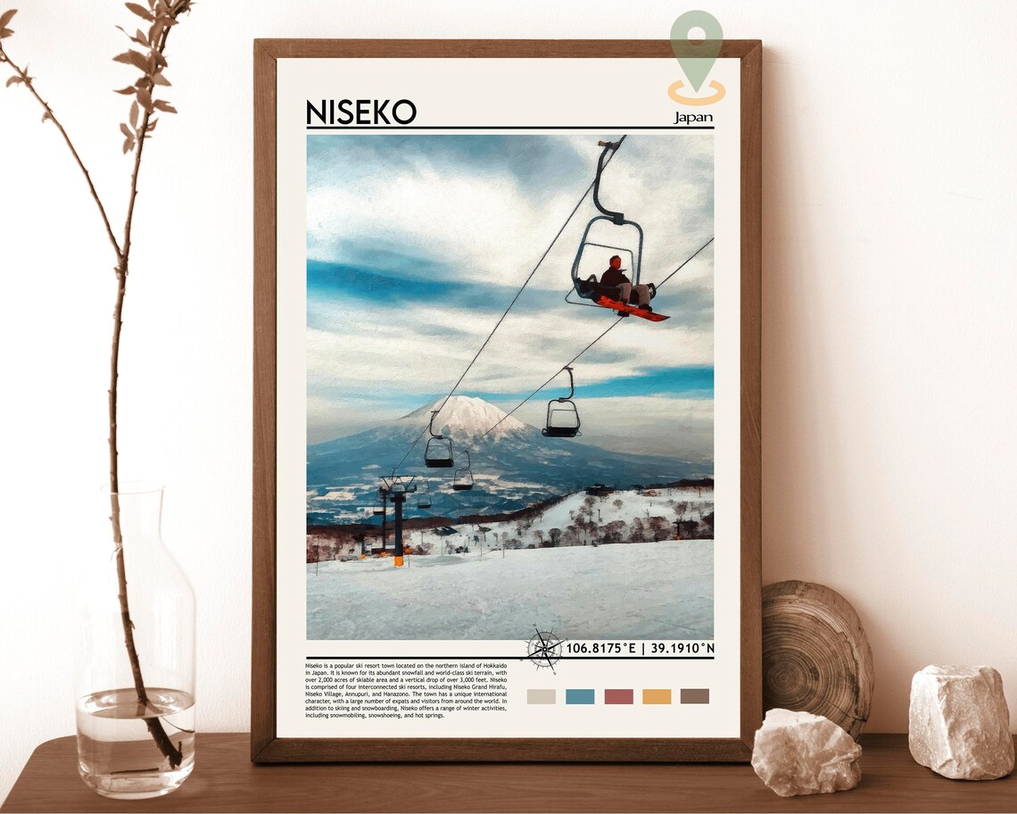 Niseko Japan Ski Lifts Powder Snow Mountain Winter Sports Poster