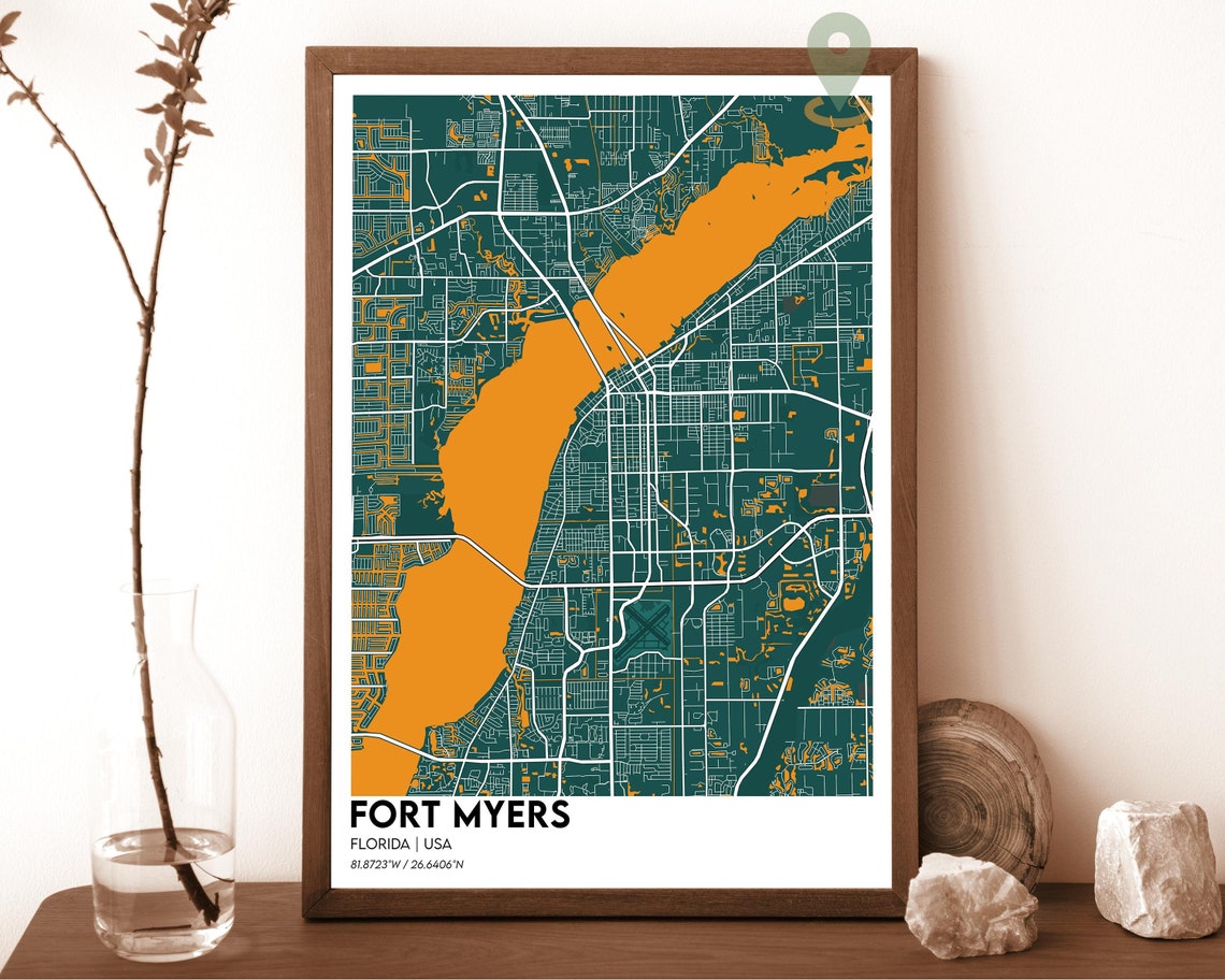 Fort Myers Map Fort Myers Map Print Fort Myers Personalized Map Fort Myers Wall Art Fort Myers Travel Poster Fort Myers Florida Print - Image 4