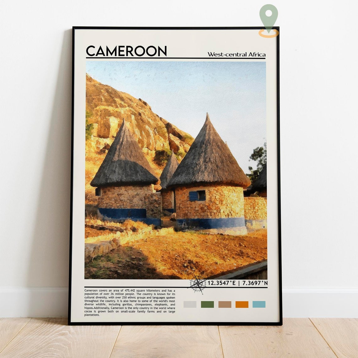 Cameroon Thatched Hut Village Rocky Hills Africa Culture Poster - Image 5