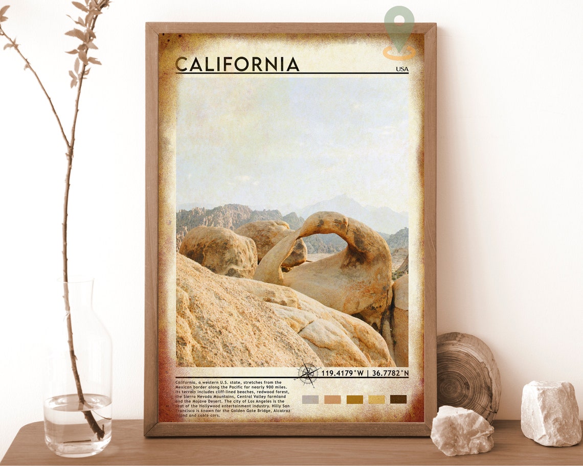California USA Desert Rock Arch Formation Scenic Travel Poster - Image 6