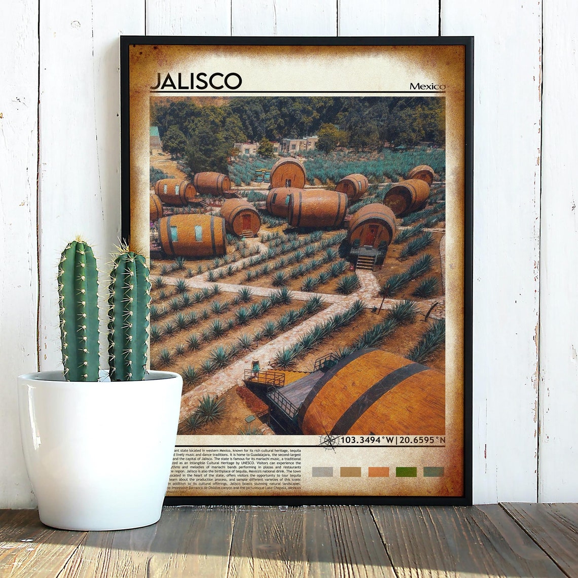 Jalisco Mexico Agave Fields Tequila Barrels Region Travel Poster - Image 3