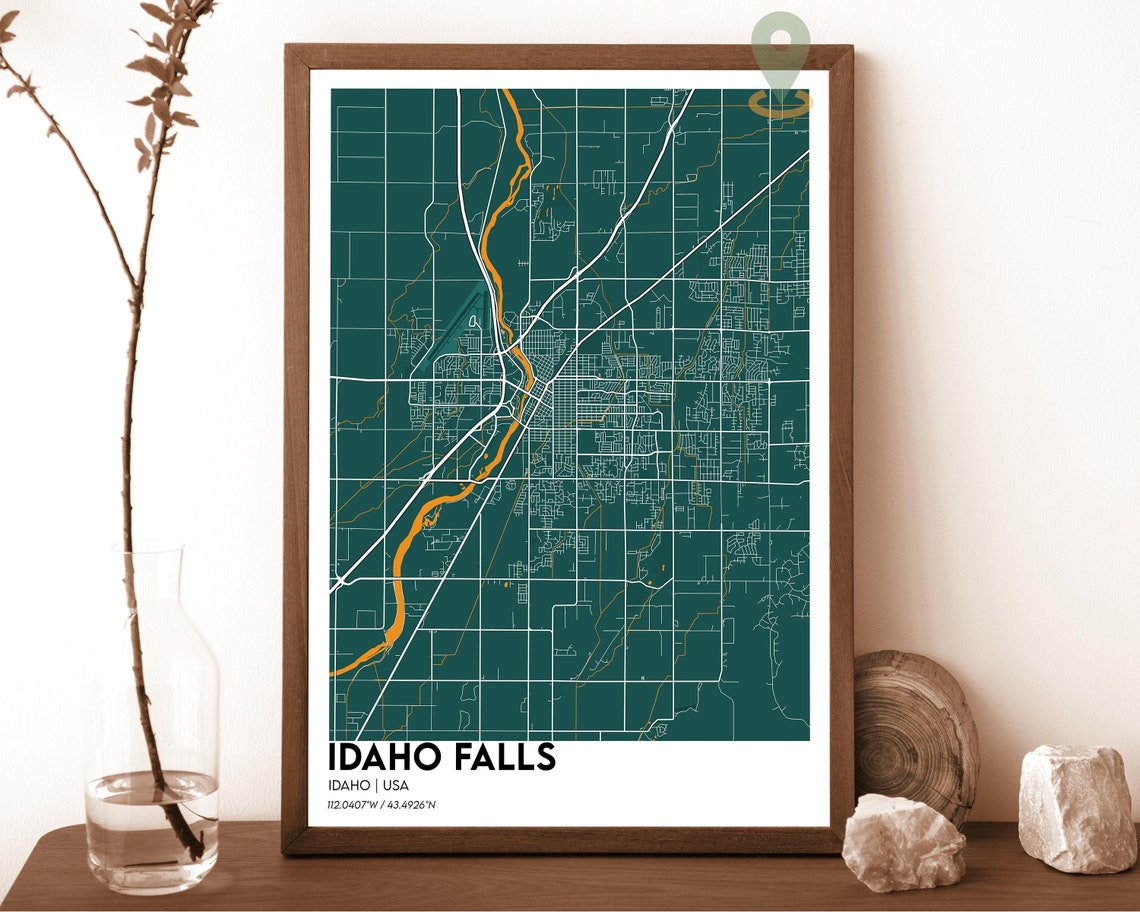 Idaho Falls Idaho Modern City Map Cream Rose Minimalist Poster - Image 5