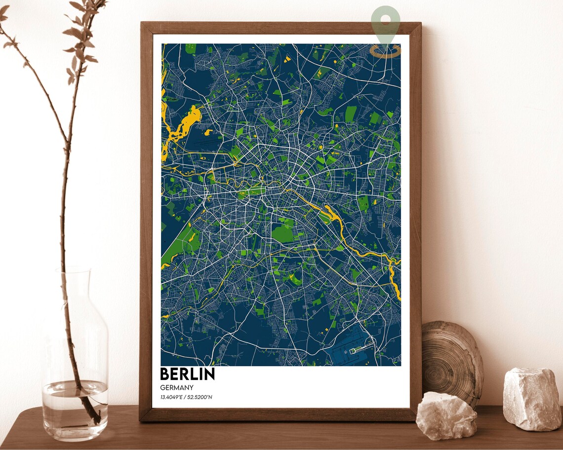 Berlin Germany City Street Map Modern Dark Art Print for European City Fans - Image 6