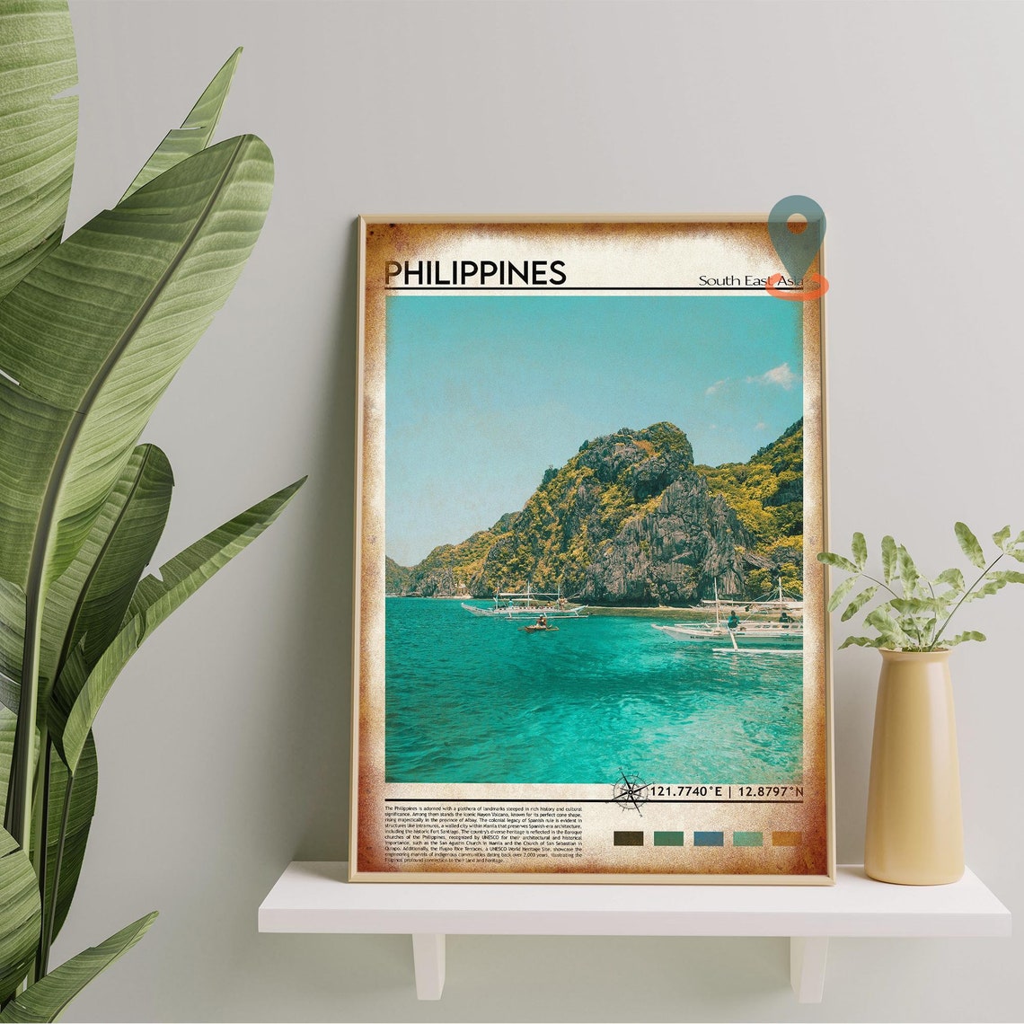 Philippines Tropical Island Boat Beach Vintage Travel Poster Art - Image 5