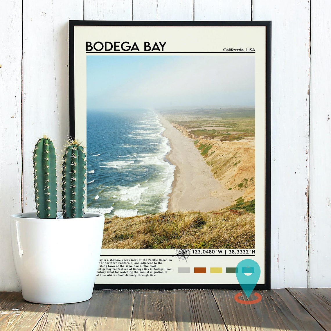 Bodega Bay California Pacific Coastline Cliffs Waves Travel Poster - Image 3