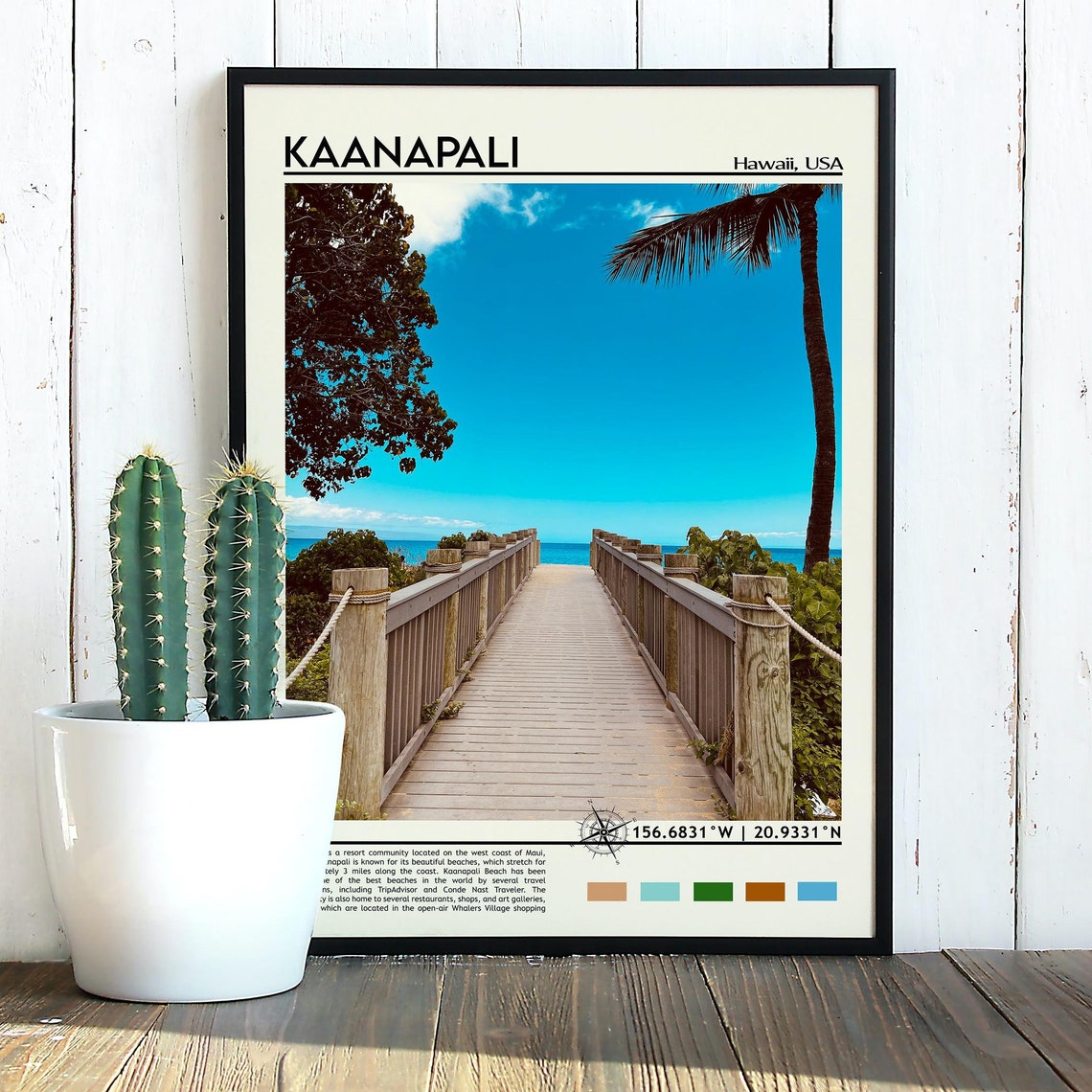 Kaanapali Maui Hawaii Beach Boardwalk Tropical Escape Poster - Image 5