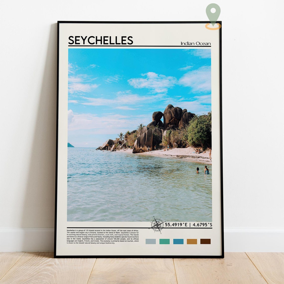 Seychelles Indian Ocean Granite Boulders Beach Scene Travel Poster - Image 4
