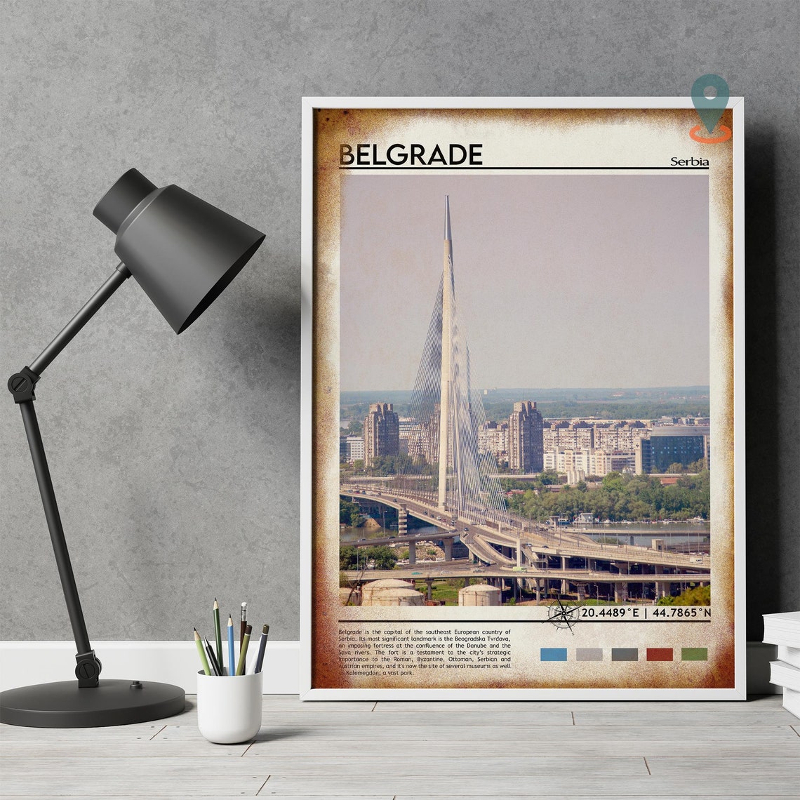 Belgrade Serbia Ada Bridge Sava River Skyline Europe Travel Poster - Image 4