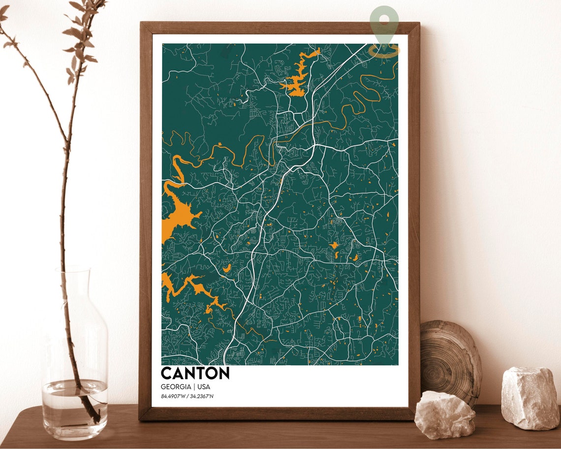 Canton Georgia USA City Map Poster Dark Minimalist Modern Style - Image 5