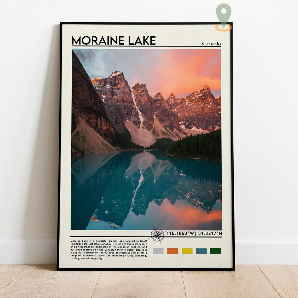 Moraine Lake Canada Banff Sunset Reflection Photo Travel Poster - Image 3