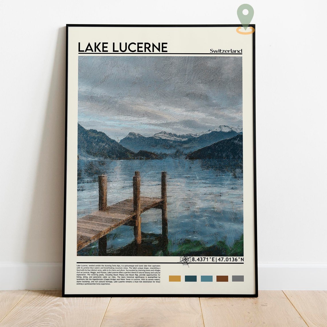 Lake Lucerne Print Lake Lucerne Poster Lake Lucerne Wall Art Lake Lucerne Travel Print Lake Lucerne Artwork Switzerland Travel Print - Image 2
