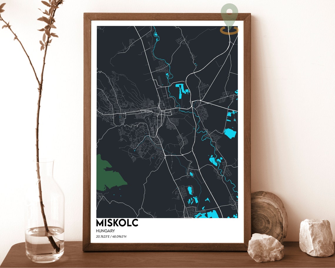 Miskolc Hungary Deep Red Street Map Bold Modern Art Decor Poster - Image 2
