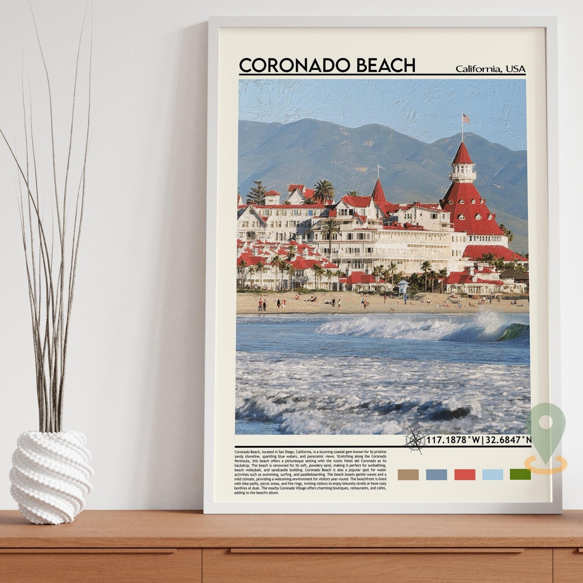 Coronado Beach California Historic Hotel Coast Travel Poster - Image 5