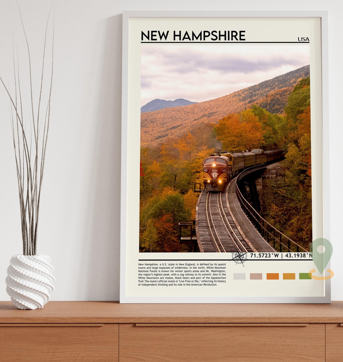 New Hampshire Print New Hampshire Art Poster New Hampshire Photo New Hampshire Poster Print New Hampshire Painting New Hampshire - Image 3