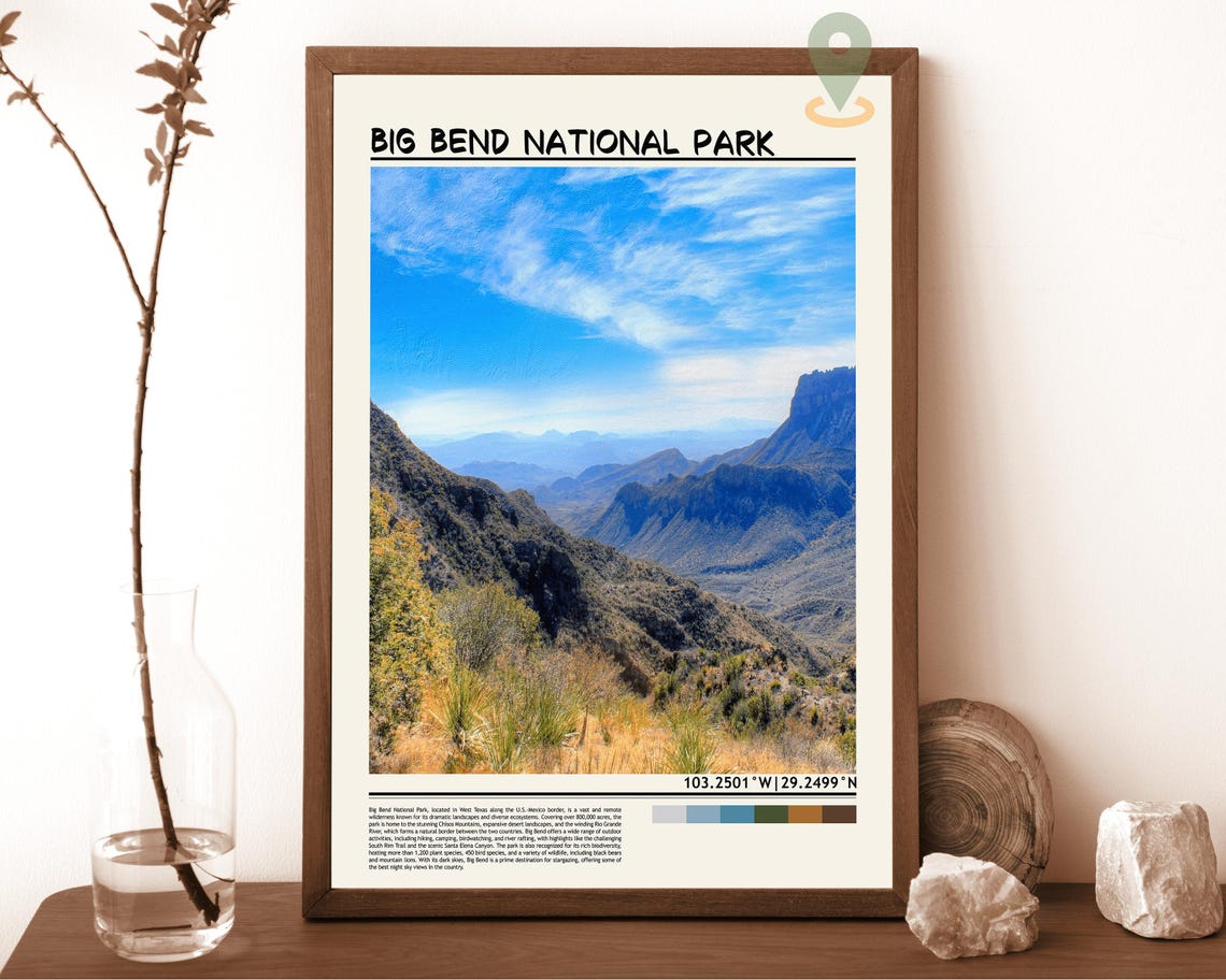 Big Bend National Park Texas Rugged Desert Canyon Travel Poster
