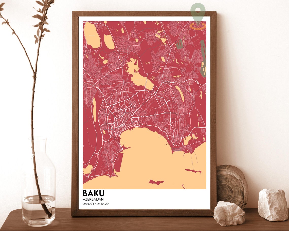 Baku Map Baku Map Print Baku Personalized Map Art Baku Wall Art Baku Travel Poster Travel Gift Baku City Poster Azerbaijan Poster - Image 4