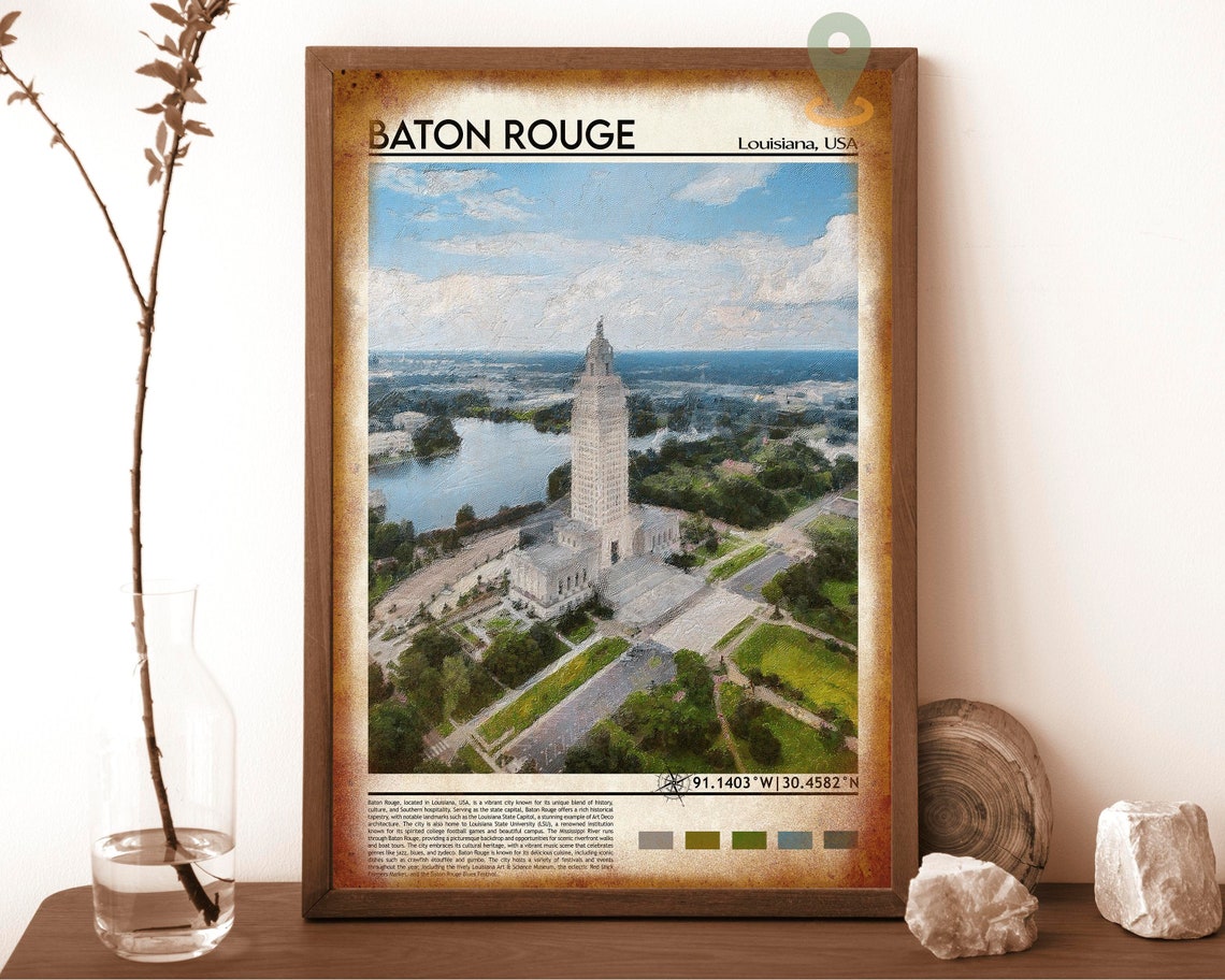 Baton Rouge Louisiana State Capitol Tower Photo Travel Wall Art - Image 6