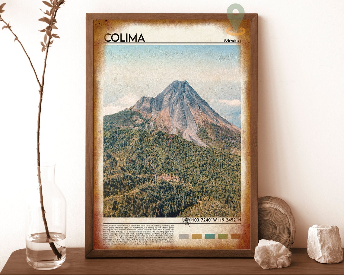 Colima Mexico Volcano Peak Green Mountain Landscape Travel Poster - Image 6