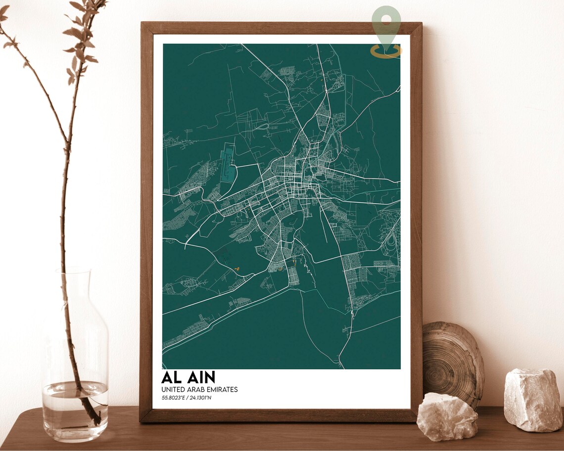 Al Ain United Arab Emirates Dark Night City Street Map Poster - Image 4