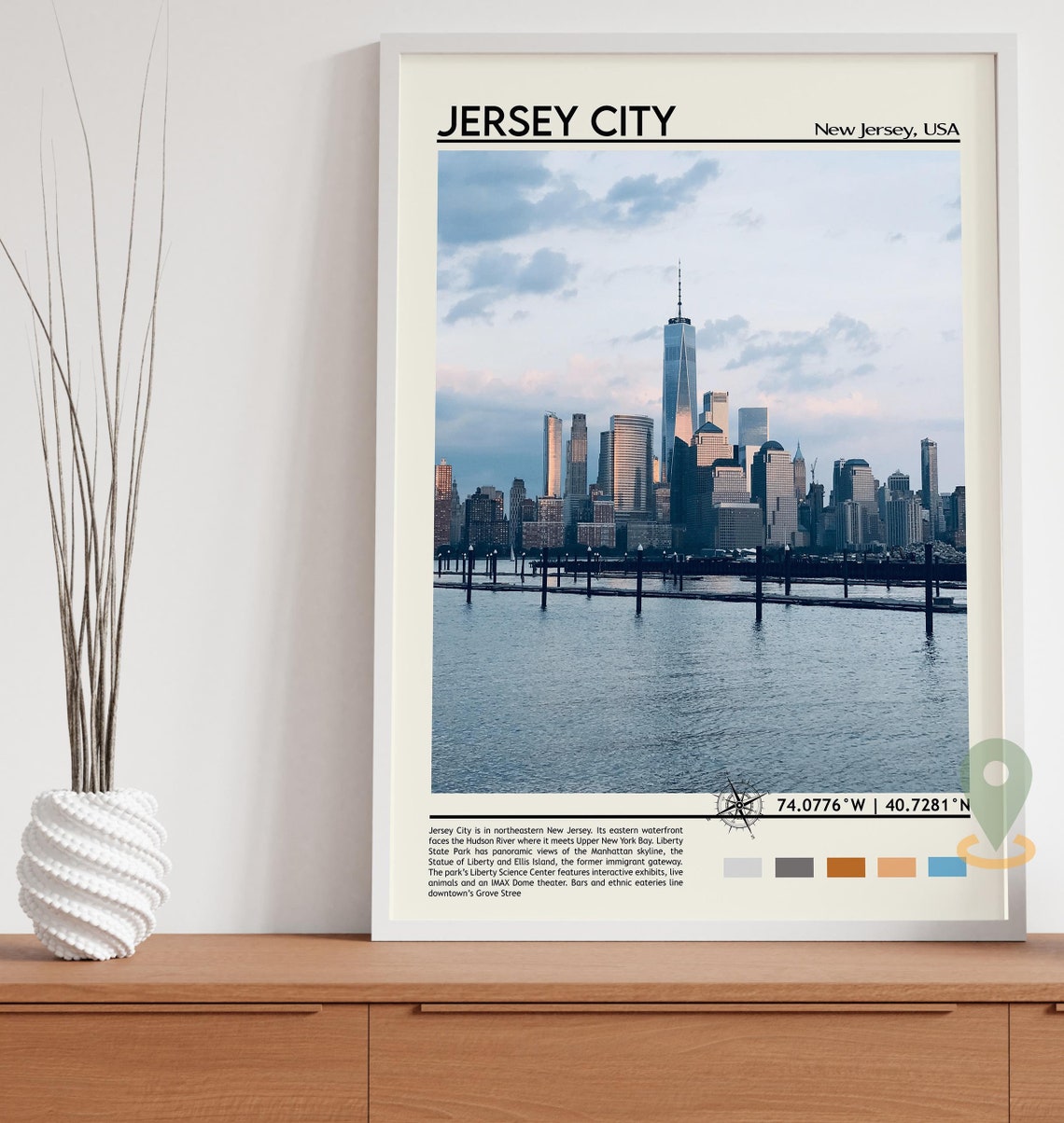 Jersey City New Jersey Manhattan Skyline Photo Travel Wall Art - Image 3