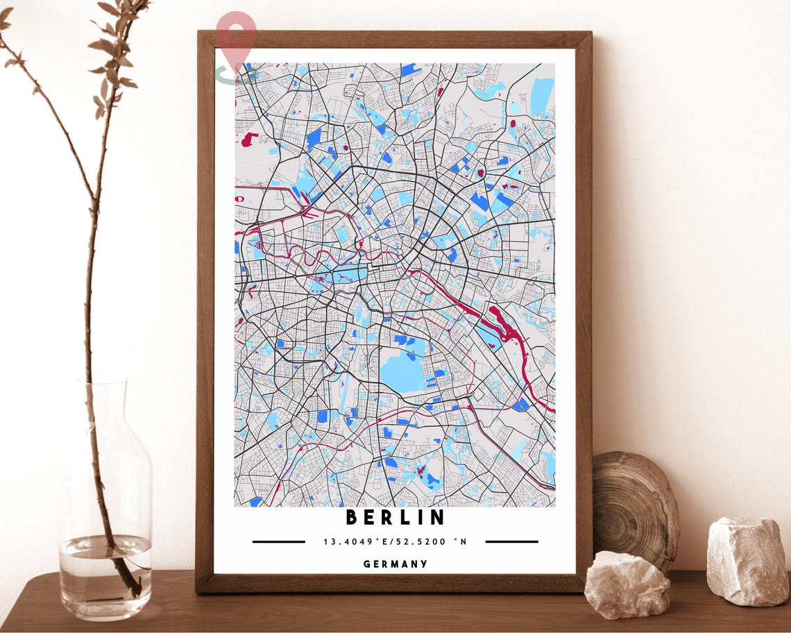 Berlin Germany City Street Map Black White Poster Wall Decor - Image 4