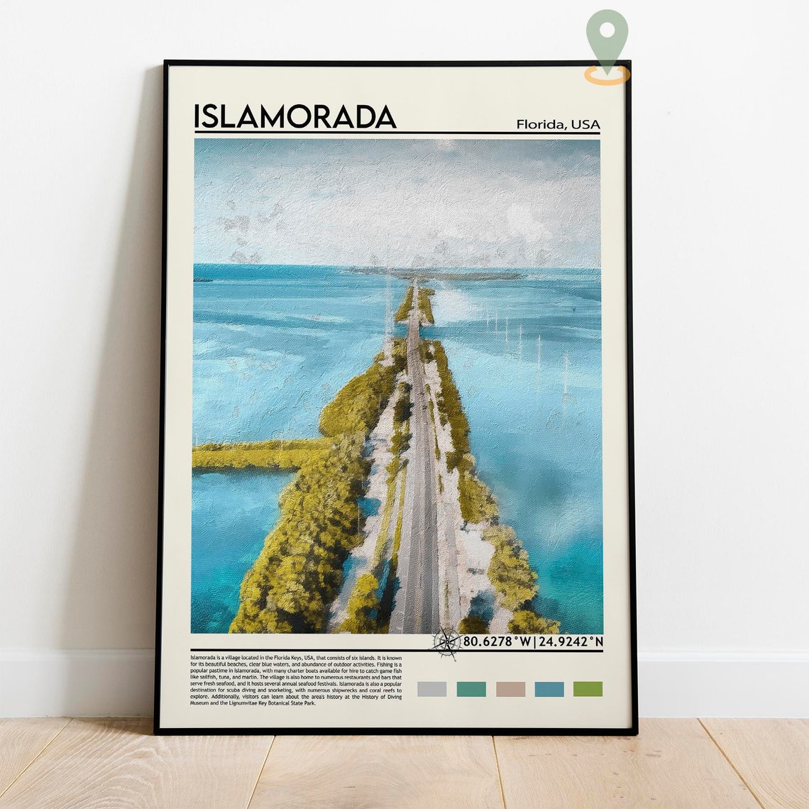 Islamorada Florida Overseas Highway Aerial Travel Poster Keys View - Image 3