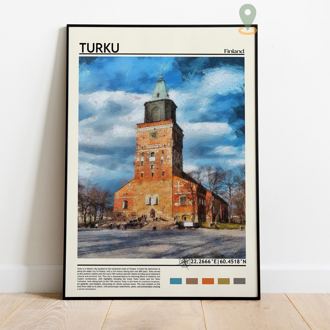 Turku Finland Cathedral Medieval Old Town Painting Art Poster - Image 2