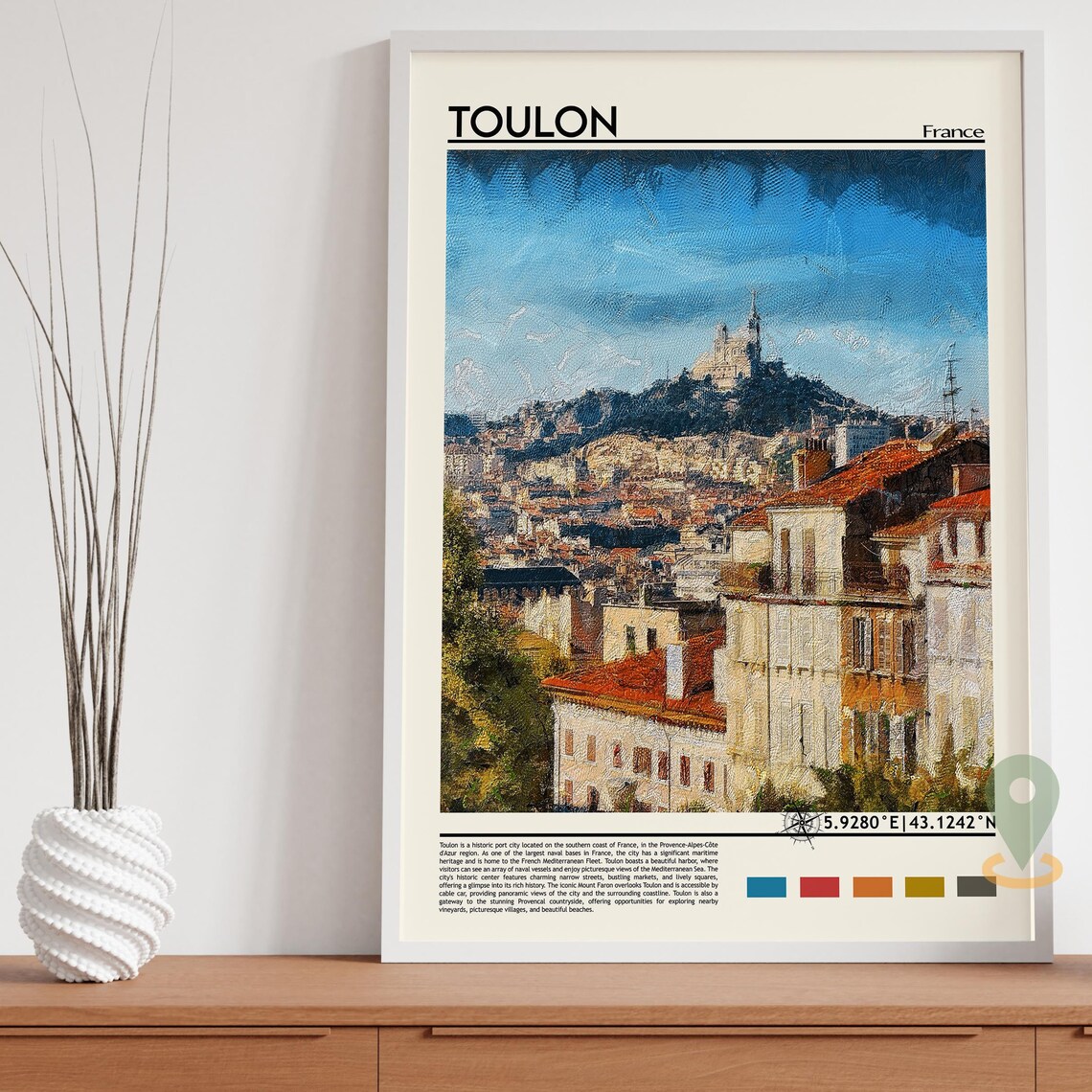 Toulon France Hilltop Church Terracotta Rooftops Travel Poster - Image 5
