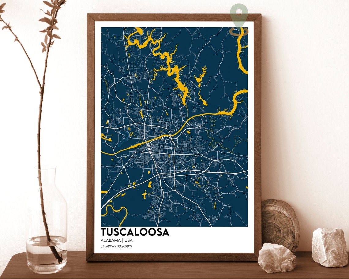 Tuscaloosa Map Tuscaloosa Map Print Tuscaloosa Personalized Map Tuscaloosa Wall Art Tuscaloosa Travel Poster Tuscaloosa Alabama Poster