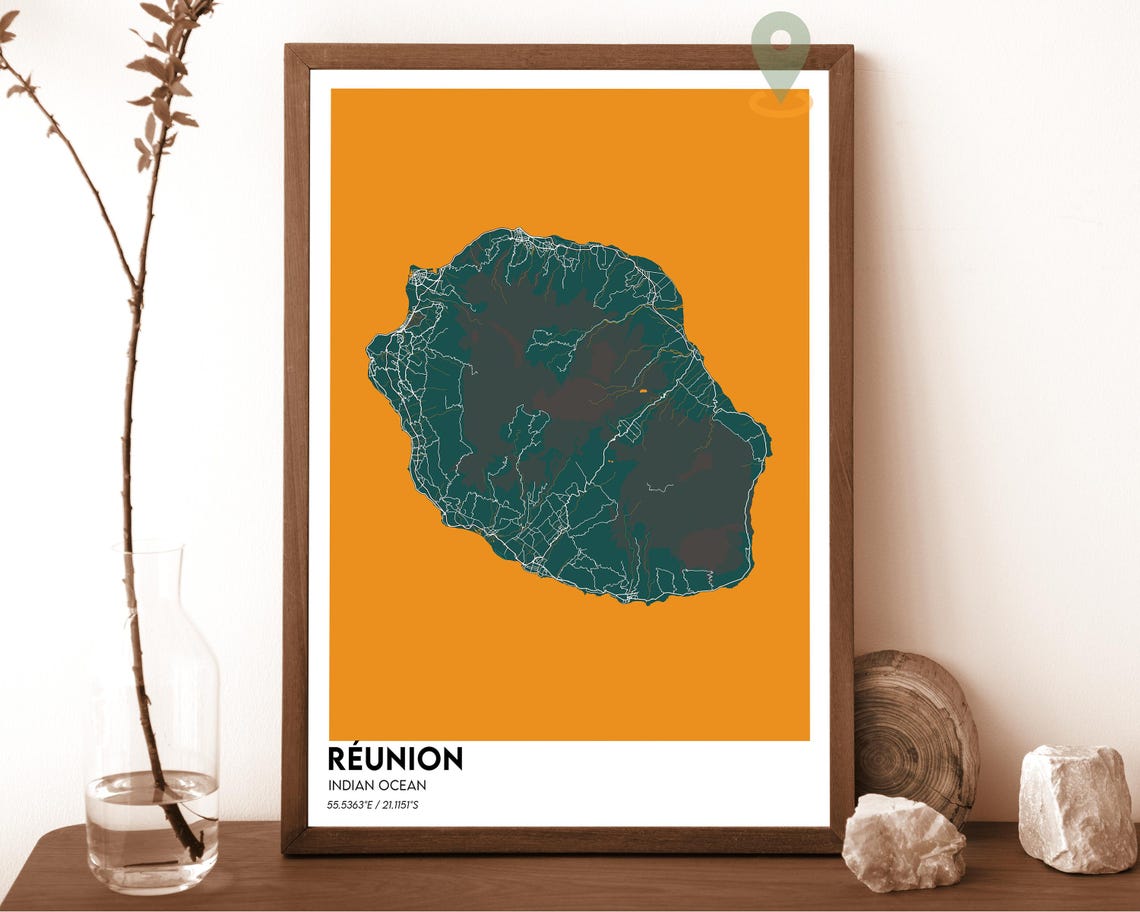 Reunion Map Reunion Map Print Reunion Wall Art Reunion Travel Poster Reunion Poster Reunion Photo Reunion City Map Reunion France - Image 5