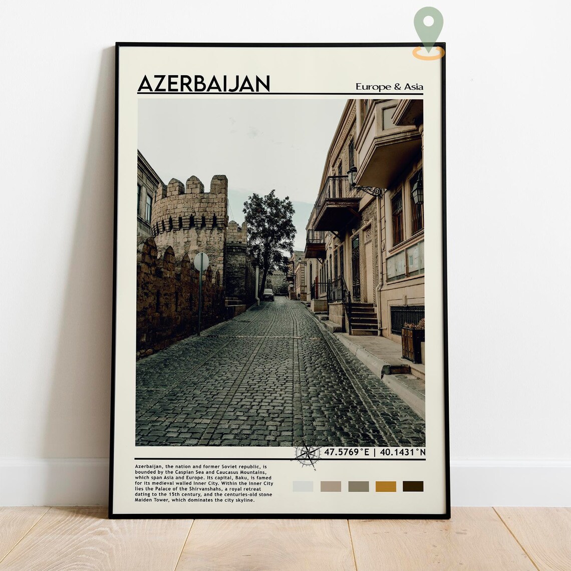 Azerbaijan Baku Old City Walled Street Maiden Tower Photo Poster - Image 2