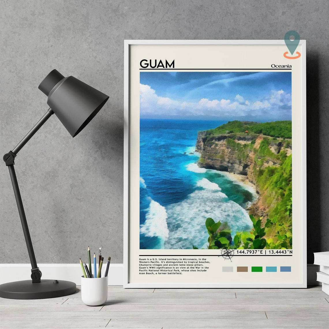 Guam Oceania Turquoise Sea Cliffs Tropical Island Coast Travel Poster - Image 5