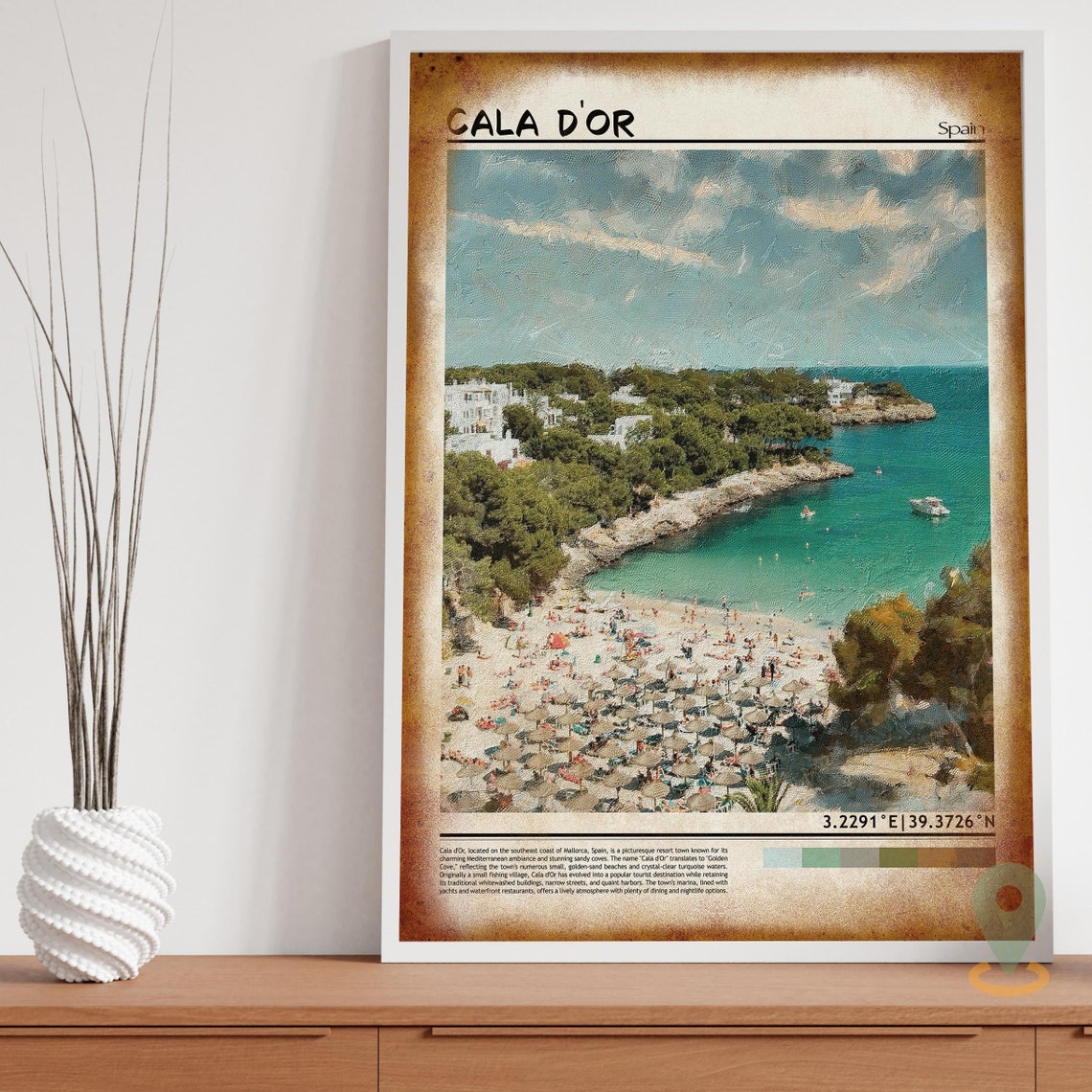 Cala d'Or Mallorca Spain Crowded Turquoise Cove Beach Photo Poster - Image 3