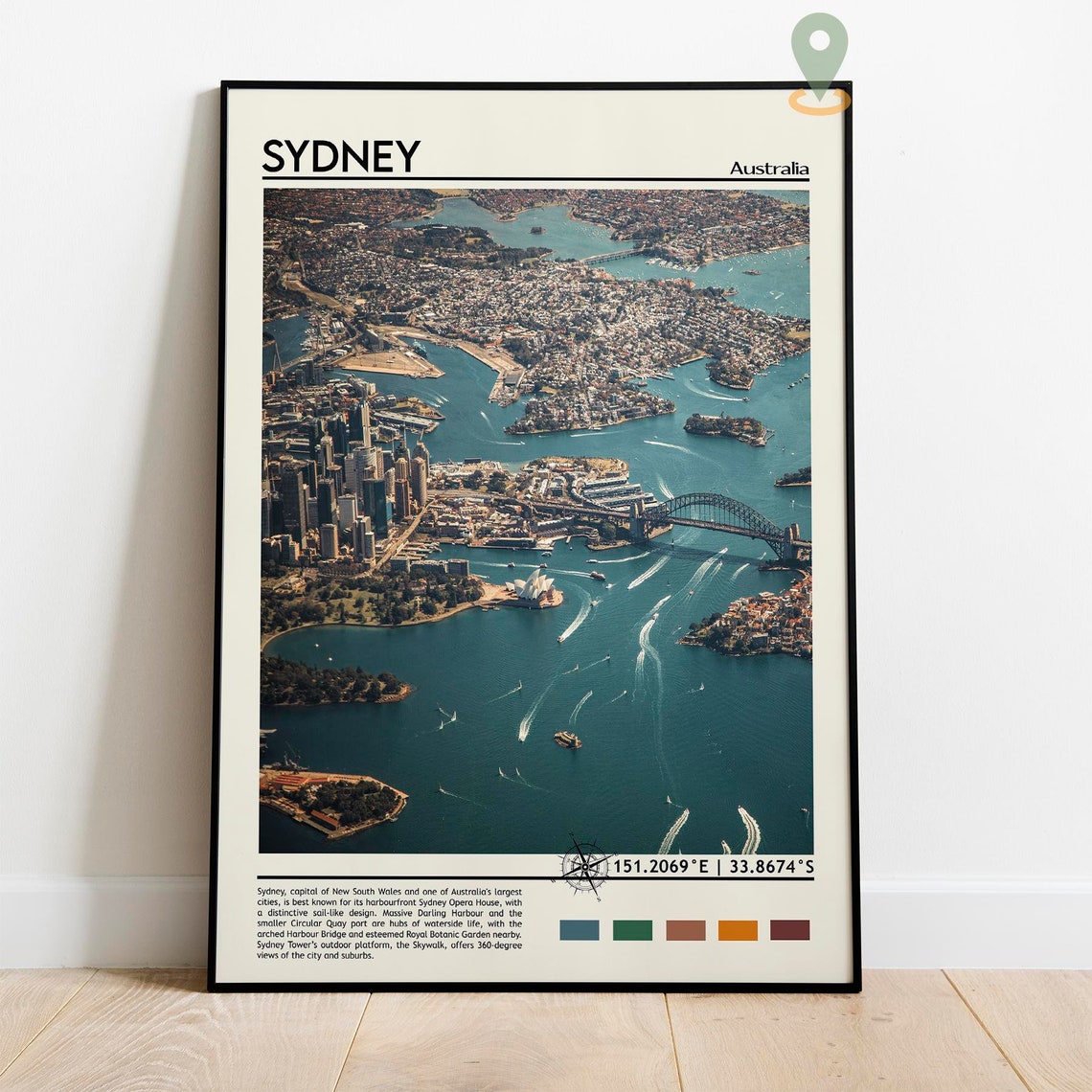 Sydney Australia Harbour Opera House Bridge Aerial Travel Poster - Image 2