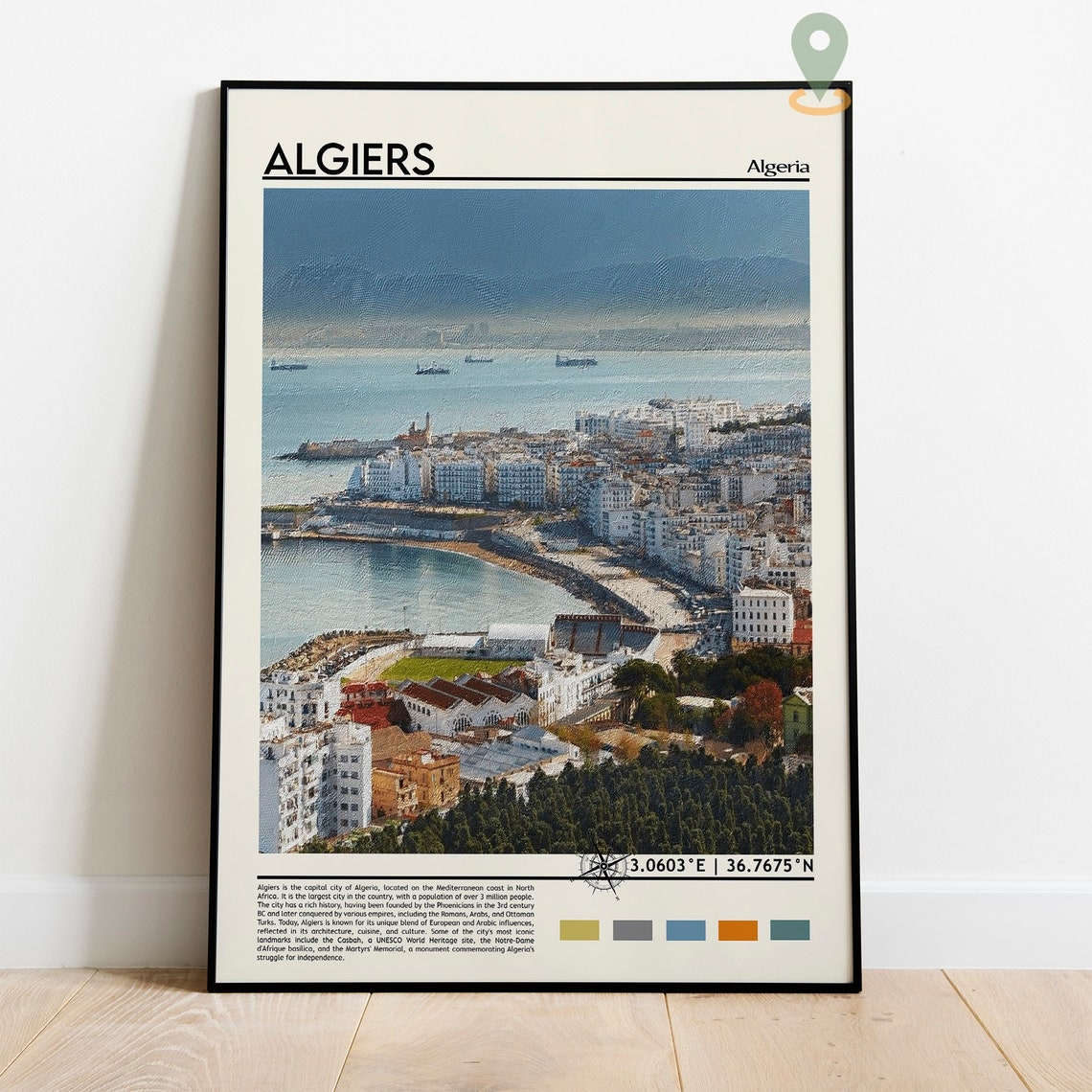 Algiers Algeria White City Bay Coastline Aerial Mediterranean Poster - Image 2